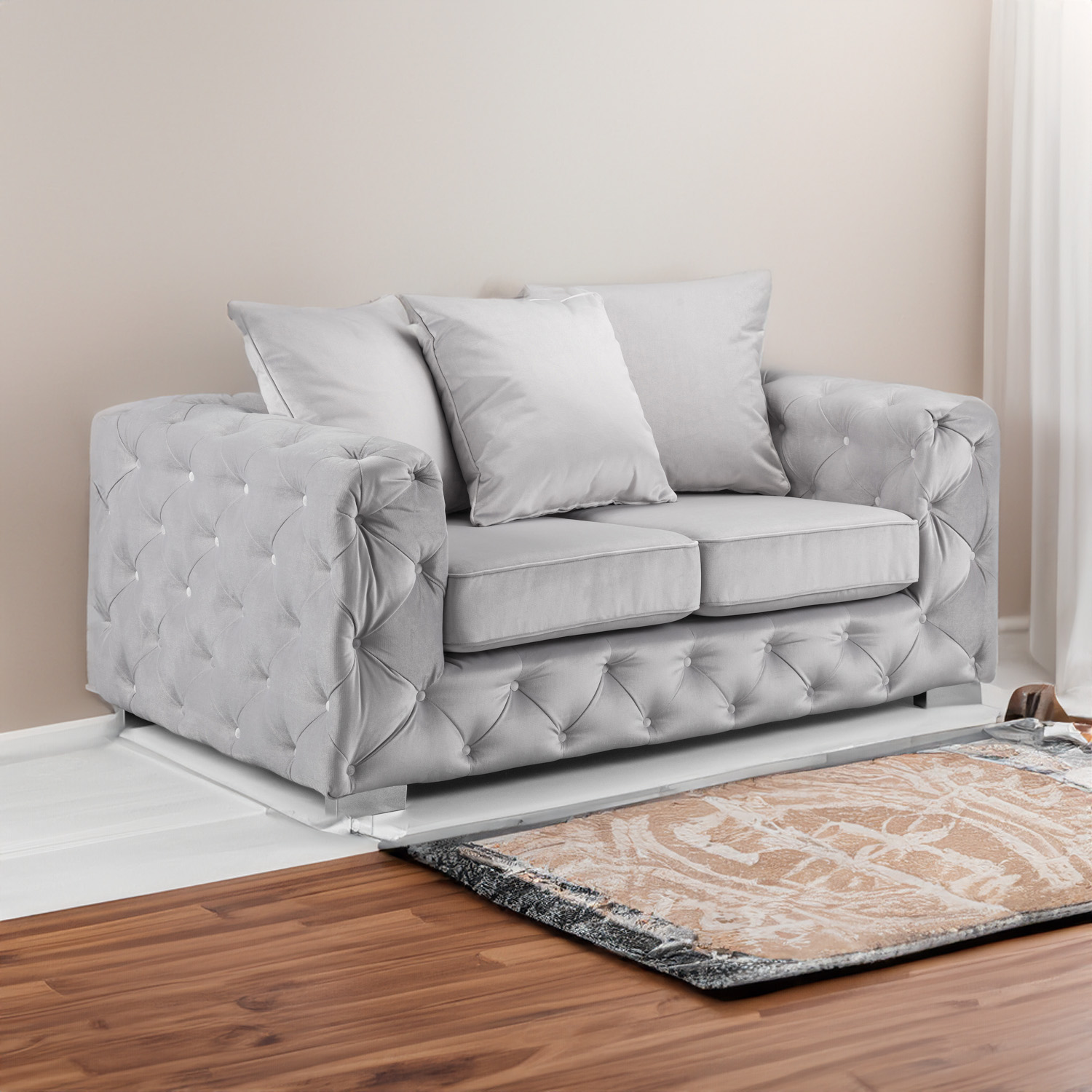 Ankara Sofa Silver 2 Seater - square with background