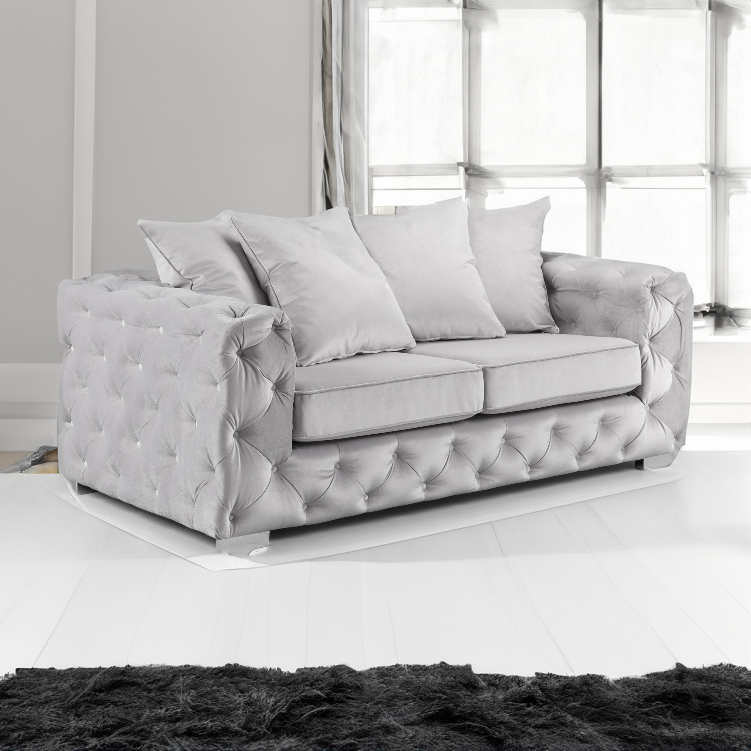 Ankara Sofa Silver 3 Seater square with background