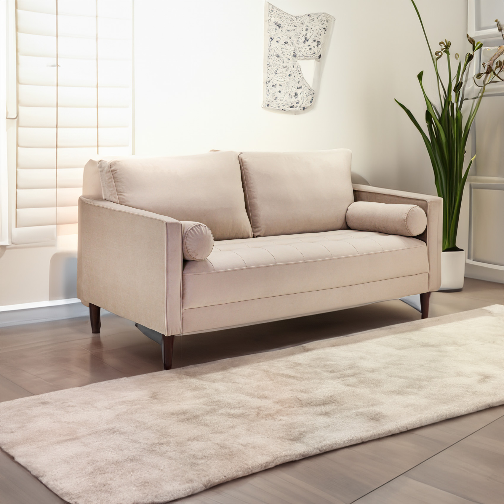 Harper Sofa Plush Beige 3 Seater square background(1)