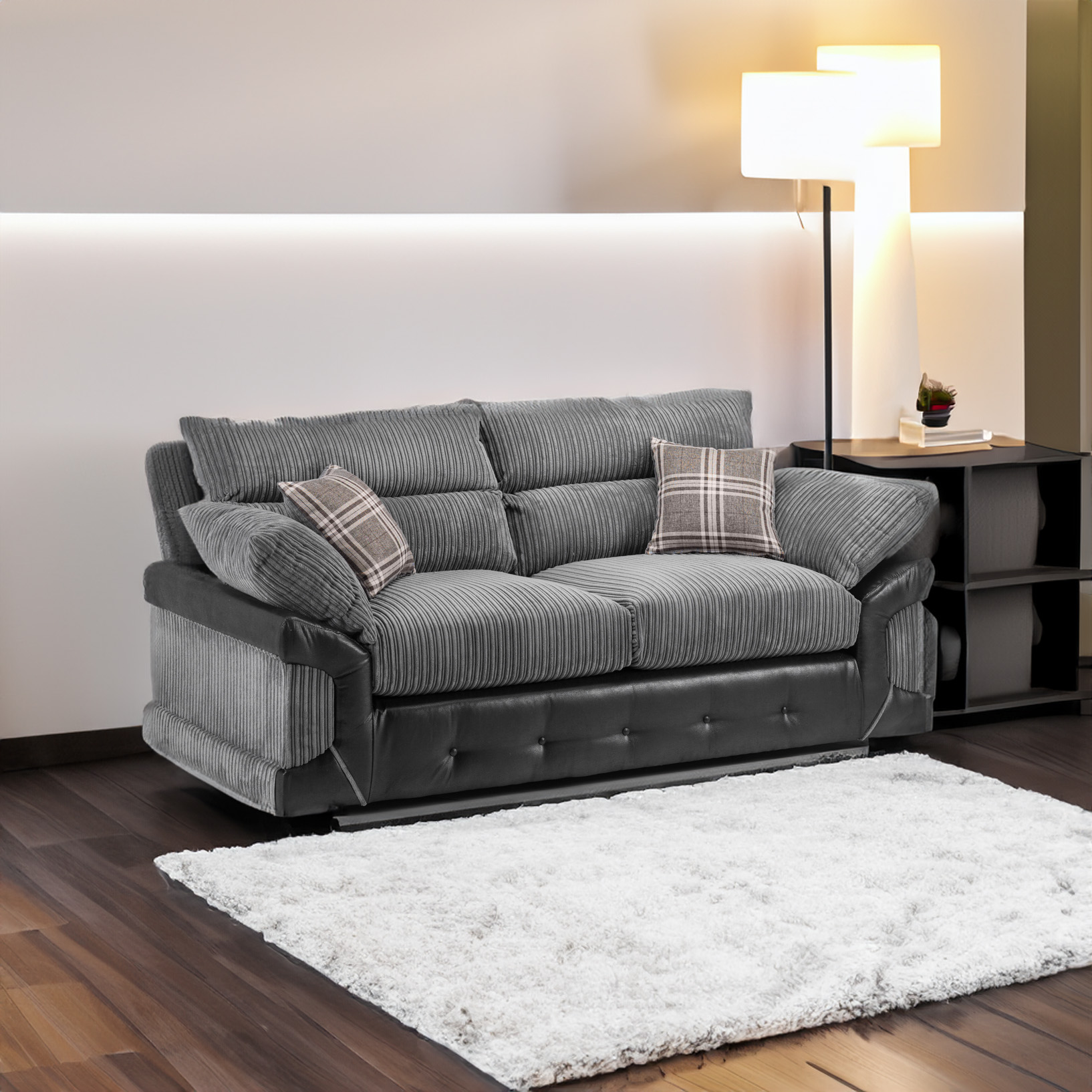 Logan Sofa Black_Grey 3 Seater square background