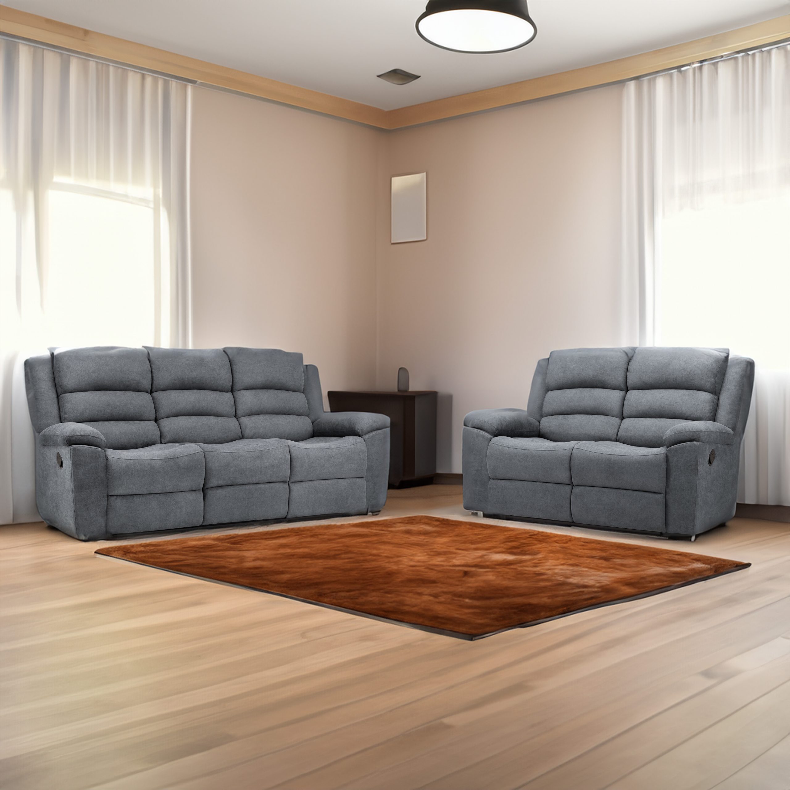 Sable Recliner Sofa Grey 3+2 square background (1) High Res